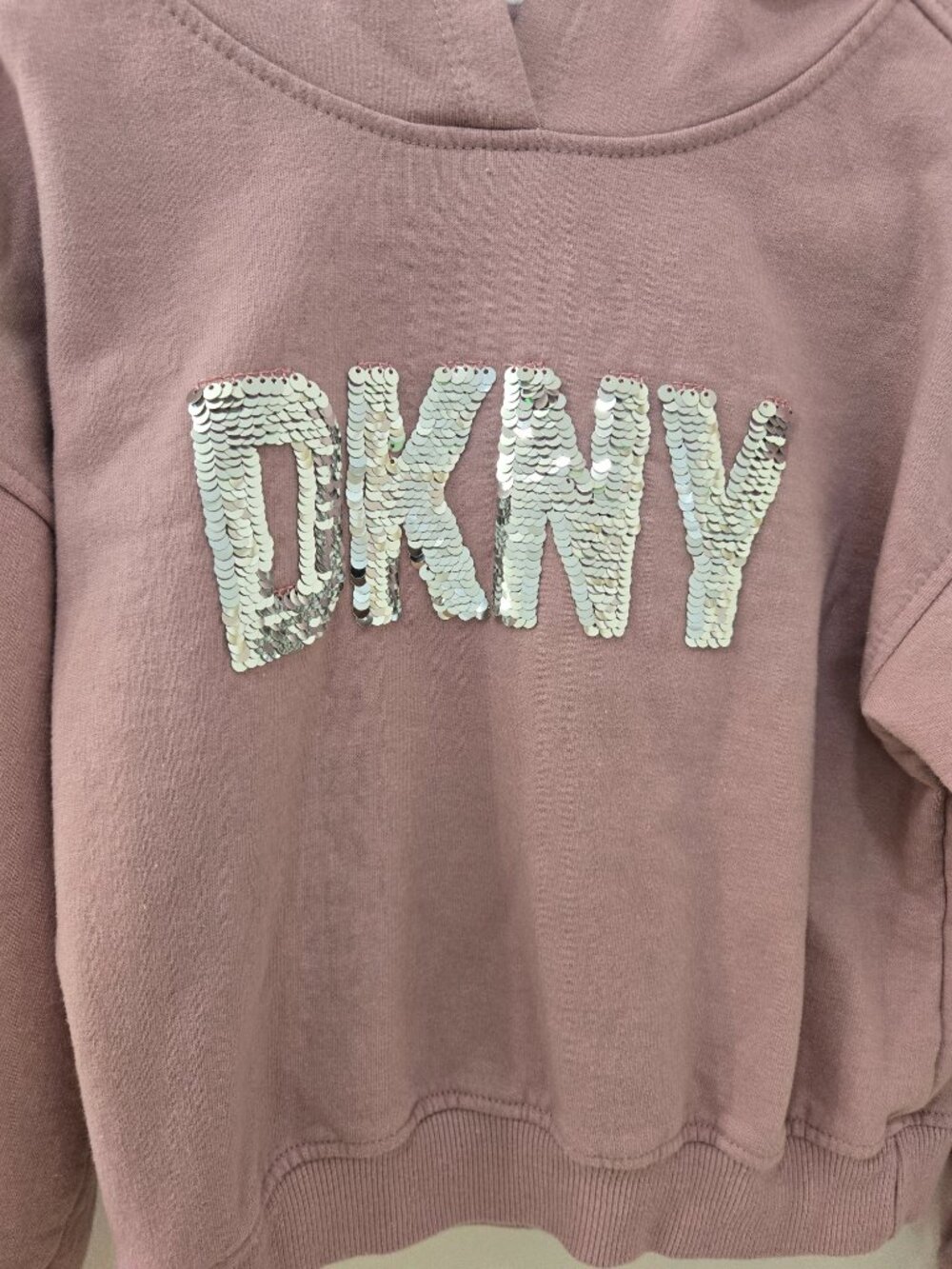 DKNY girls jogger set pink sequin hoodie and sweatpants - Picture 3 of 6